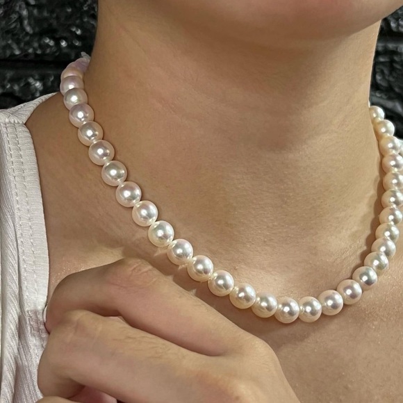 Akoya Pinkish White Choker Pearls with 14K gold lock. 17” Authentic - Picture 7 of 7